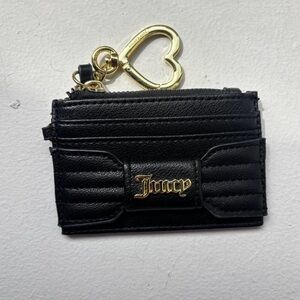 Juicy Couture Black and Gold Quilted Key Card Holder